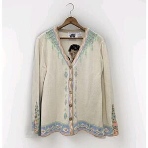 Storybook Knits Cardigan Sweater Native American Western Beads Fringes Small